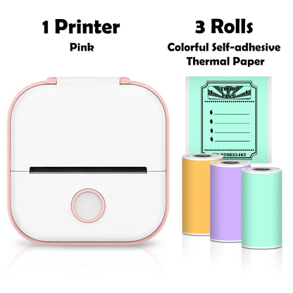 T02 Mini Thermal Printer Wireless Mini Pocket Printer, Adhesive Sticker Printer for DIY, Journal, Student Birthday Gift